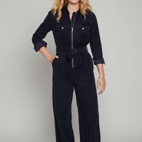 Boden Cord Utility Jumpsuit Navy Blue Corduroy Jumpsuit Size 12 - Picture 5 of 11